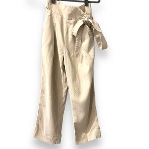 Aritzia Wilfred Cream Tan Tie Trouser Pants
